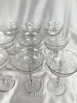 Vintage Set of 12 Nachtmann Traube Clear Cut Crystal Wine Glasses 6H x 3.75W