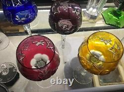 Vintage Set of 8 Cut Crystal Wine Glasses Romers Bohemian