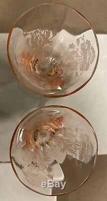 Vintage Tiffin Franciscan Pink Flanders Wine Goblets 6'' Set of 6