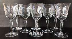 Vintage Tiffin Glass Chardonnay Wine Water Goblets 7 1/2 Cut Crystal Set Of 8