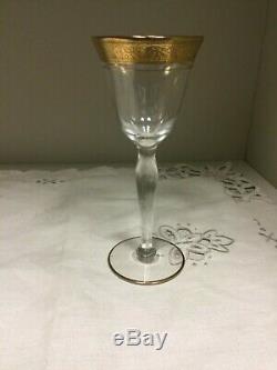Vintage Tiffin Rambler Rose After Dinner Wine Goblets with gold rim set of 11