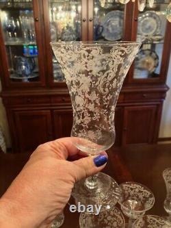 Vintagefostoria Matching @12 Set Wine, Cordial, Champagne, Crystal Goblets