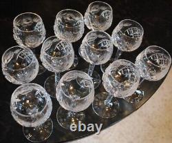 Vtg Set 11 HOCK WINE GLASSES Hand Cut Crystal ROSE & ARCH Cut Stem & Foot SUPERB