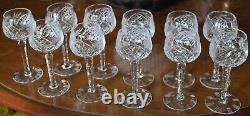 Vtg Set 11 HOCK WINE GLASSES Hand Cut Crystal ROSE & ARCH Cut Stem & Foot SUPERB