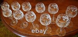 Vtg Set 11 HOCK WINE GLASSES Hand Cut Crystal ROSE & ARCH Cut Stem & Foot SUPERB