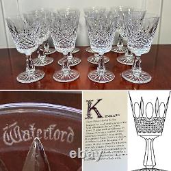 Vtg Set 12 WATERFORD CRYSTAL Kenmare 6-3/4 Water Wine Goblets Glasses IRELAND