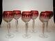 WATERFORD CLARENDON RUBY RED CUT 2 CLEAR WINE HOCK /GOBLET, NEW, SIGNED 6 pc Set