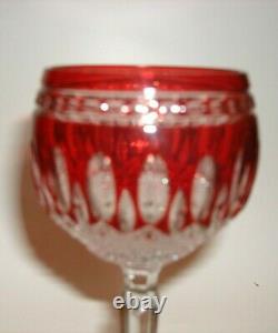 WATERFORD CLARENDON RUBY RED CUT 2 CLEAR WINE HOCK /GOBLET, NEW, SIGNED 6 pc Set