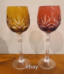 WMF Cristal Cabinet Set of 8 Multi Color Crystal Wine Glass Handcut
