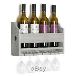Wall-Mounted Wine Rack Stemware Glass Holder & Set of 6 Glass Bottle 18oz 500ML