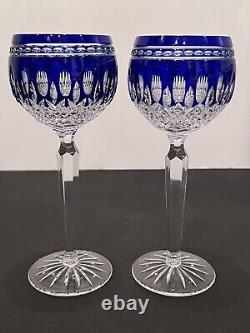 Waterford Crystal CLARENDON Cobalt Blue 8 Hock Wine Glasses Set of 2