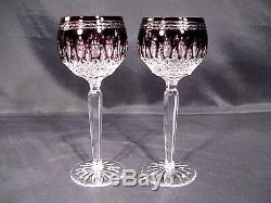 Waterford Crystal Clarendon Wine Hock Goblets Colbalt, Amethyst, Ruby Set of 6