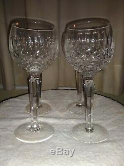 Waterford Crystal Colleen Cut Glass Hock Wine Short Stem Goblets 7 1/2 Set of 4