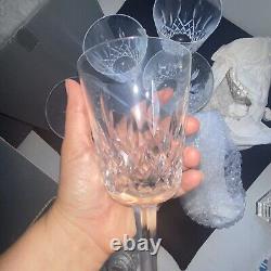 Waterford Crystal Goblet Lismore Set 8 New Box 10oz Wine Glasses Ireland 7 VTG