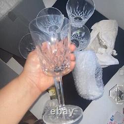 Waterford Crystal Goblet Lismore Set 8 New Box 10oz Wine Glasses Ireland 7 VTG