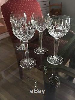 Waterford Crystal Lismore Set of 4 Wine Hock Goblets 7 1/2