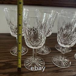 Waterford Crystal Lismore Water Wine Goblets Glasses 6-7/8 Set of 6