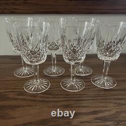 Waterford Crystal Lismore Water Wine Goblets Glasses 6-7/8 Set of 6