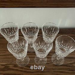 Waterford Crystal Lismore Water Wine Goblets Glasses 6-7/8 Set of 6