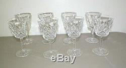 Waterford Crystal Lismore Wine Clarets Glasses Set Of Eight (8) Euc