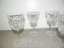 Waterford Crystal Lismore Wine Clarets Glasses Set Of Eight (8) Euc