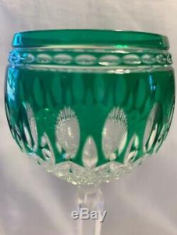 Waterford Crystal Set of 2 Green Clarendon Wine Goblets Smaller