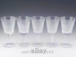 Waterford Ireland Cut Crystal ALANA 6-7/8 WINE WATER GLASSES GOBLETS Set of 5