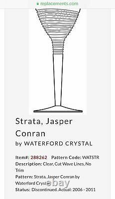 Waterford JASPER CONRAN SET OF 2 STRATA Signed Crystal Wine Goblets. RARE