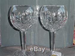 Waterford Lismore Balloon Wine Glasses Set 2 #156516 New In Box 60th Anniversary