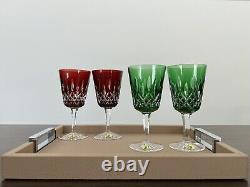 Waterford Lismore Emerald Green & Ruby Red Goblet Wine Glass 2 Sets for 4 BNIB