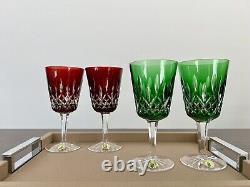 Waterford Lismore Emerald Green & Ruby Red Goblet Wine Glass 2 Sets for 4 BNIB