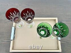 Waterford Lismore Emerald Green & Ruby Red Goblet Wine Glass 2 Sets for 4 BNIB