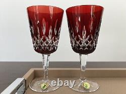 Waterford Lismore Emerald Green & Ruby Red Goblet Wine Glass 2 Sets for 4 BNIB