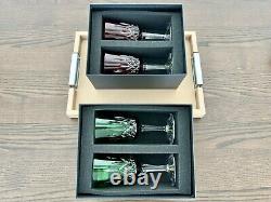 Waterford Lismore Emerald Green & Ruby Red Goblet Wine Glass 2 Sets for 4 BNIB