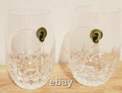 Waterford Lismore Nouveau Stemless White Wine Crystal Glasses 12 OZ Set/2 NWT