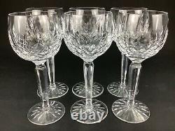Waterford Lismore Wine Hock Set of SIX (6) 7 1/2 Crystal Glasses Goblets