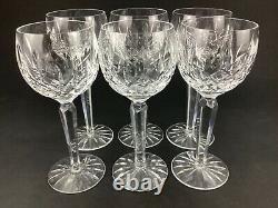 Waterford Lismore Wine Hock Set of SIX (6) 7 1/2 Crystal Glasses Goblets Lot B