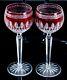 Waterford Ruby Red Cut to Clear Crystal Clarendon Wine Hocks Goblets Set of 2