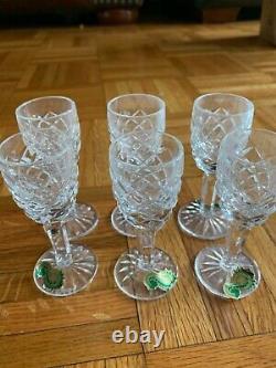 Waterford crystal set of 6 Lismore small liqueur glasses/cordials 4.25 tall