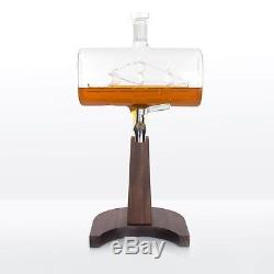 Whiskey Decanter Set Ship in Bottle Liquor Wine Dispenser Bar Glasses Gift New