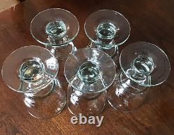 Williams Sonoma Hand Blown VERT Wine Glasses (set 5) Stem Light Green Rare 5.5T