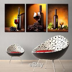 Wine/Bottle/Glass ready to hang set of 3 mounted pictures/Improved canvas print