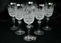 Wine Glasses Bohemian Crystal Glass Set of 6 Champagne Flute 8 oz Hand Cut