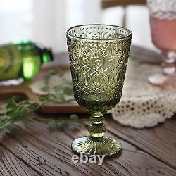 Wine Glasses Set of 6 Dishwasher Safe 10 Ounces Green Goblet for Holidays Party