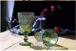 Wine Glasses Set of 6 Dishwasher Safe 10 Ounces Green Goblet for Holidays Party