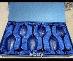 Wine Glasses With Crystals In Stem. Set Of 6pc With Blue Gift Box