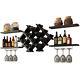 Wine Storage Rack Shelves Set Wall Mount Glass Holder Home Bar Organizer Black