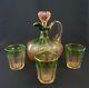 Wine or Cordial Decanter Set with3 Tumblers Early 20th Cent. Bohemian