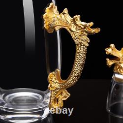 Yingxue Chinese Zodiac Whiskey Glasses Set of 12 and Dragon Handle Wine Splitter